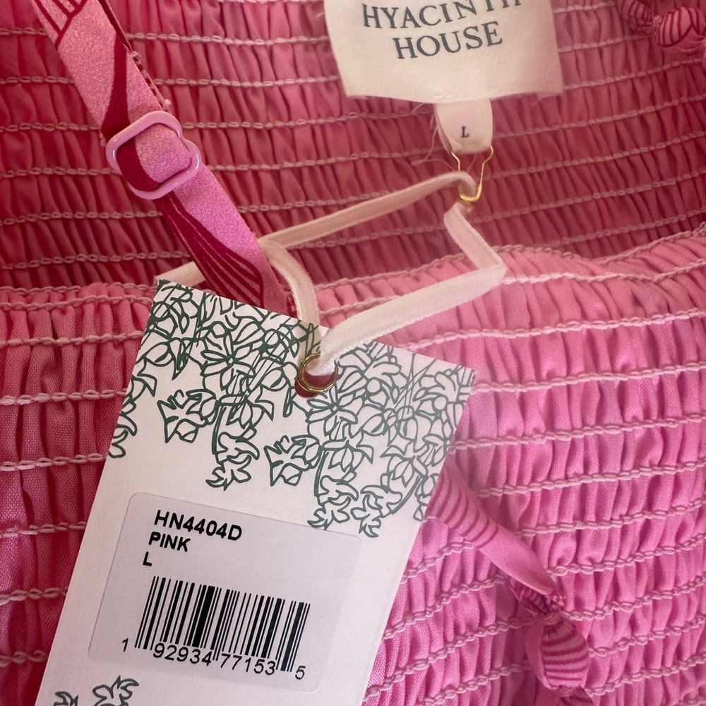 Pink Floral Midi Dress with Smocked Bodice - Picture 15 of 16